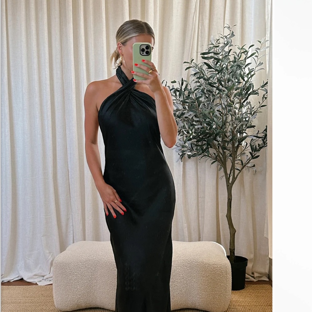 Jasmine Black Halter Maxi Dress